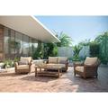 Winston Cayman Loveseat & Stationary Lounge Chair 4 Piece Rattan Seating Group w/ Sunbrella Cushions Synthetic Wicker/All | Outdoor Furniture | Wayfair