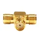 1pc SMA Female to 2x SMA Jack 3 Way Splitter T Type Goldplated Adapter Wholesale Fast Shipping RF