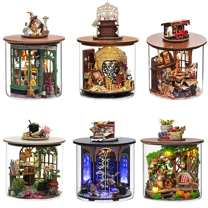 Mini Kit de bricolage en bois pour maison de poupée, fabrication et assemblage de modèles de salle, jouets, décorations de maison et de chambre à coucher avec meubles, maison de poupée
