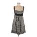 Nicole Miller Casual Dress - A-Line Sweetheart Sleeveless: Gray Color Block Dresses - Women's Size 8