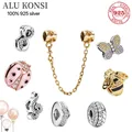 925 Sterling Silver Bead Clip Charms butterfly honeybee Heart Clip Charm fit Original Pan Reflexions