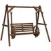 Outsunny 2-Person Porch Swing w/Stand Carbonized Wooden Patio Swing Chair Wood in Brown | 65.7 H x 78.7 W x 53.9 D in | Wayfair 84A-301V00TN
