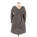 Sugar Lips Casual Dress - Mini V Neck 3/4 sleeves: Gray Print Dresses - Women's Size Medium