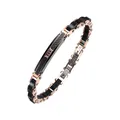 Bracelet en Acier Inoxydable Plaqué Or Rose pour Homme Noir Classique Bois Métal Mode