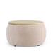 Soy Chash Round Storage Ottoman, 2 in 1 Function, Work as End Table & Ottoman, (25.5"x25.5"x14.5") Linen in Pink | Wayfair CXG-B2B-00867