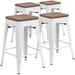Williston Forge Gladus 24" High Backless Clear Coated Metal Counter Height Outdoor Stool - Square Wood Seat in White | 24 H x 16 W x 16 D in | Wayfair