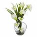 Orren Ellis Artificial Lilies Floral Arrangement in Vase Polyester/Faux Silk/Plastic/Fabric | 15.5 H x 9.5 W x 9.5 D in | Wayfair