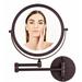 Ovente 7" Lighted Wall Mount Makeup Mirror w/ Round LED, Compact & Cordless, Battery Powered, in Brown | 13.2 H x 1.6 W x 1.6 D in | Wayfair