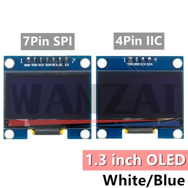 RoHS 1,3 Zoll OLED-Modul weiß/blau SPI/IIC I2C Kommunizieren Sie die Farbe 128 x 64 1,3 Zoll OLED-LCD-LED-Anzeigemodul 1,3 Zoll OLED-Modul Image