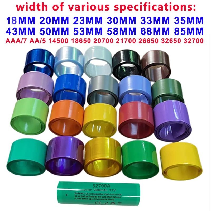 1 mt/los 18650 14500 21700 Lithium-batterie verpackung film PVC schrumpfschlauch schrumpfen film batterie verpackung isolierung rohr Image