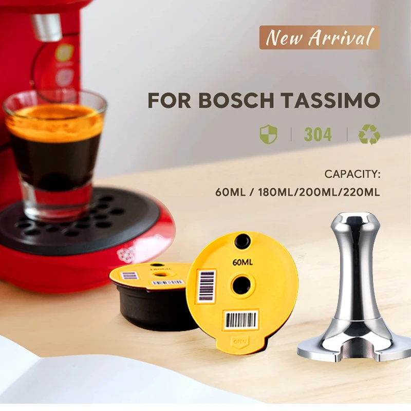 Wiederverwendbare Kaffeekapsel für Tassimo für BOSCH Maschine, nachfüllbarer Filterbecher, Espressomaschine, 60/180 m Image