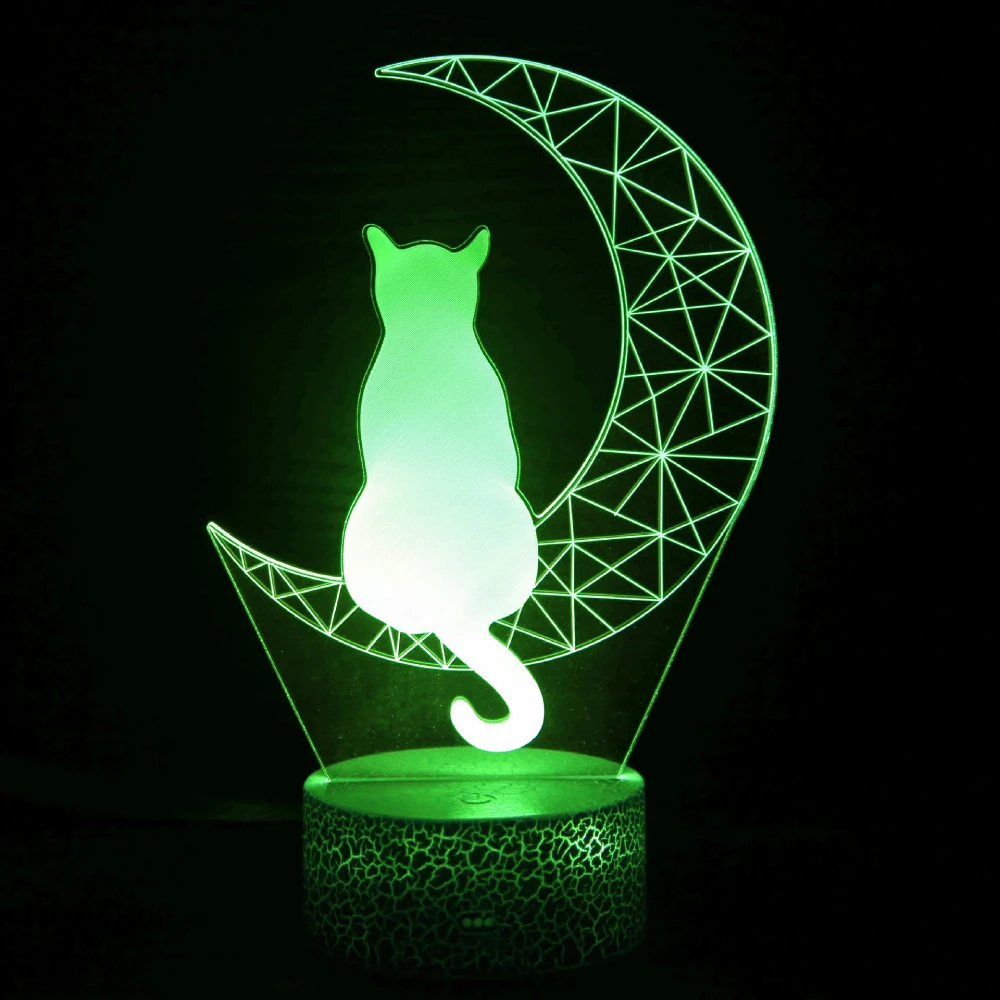 Nighdn 3d Acryl führte Nachtlicht Mond Katze Nacht lampe Kind Nachtlicht Schlafzimmer Schlaf Lichter Geschenk für Wohnkultur Tisch lampen