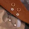E. b. belle Mini Ohrringe hand gefertigte Perle Blume Kette Süßwasser Perlen Ohrringe 18 Karat