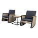 17 Stories Navarette Rocking 2 - Person Outdoor Seating Group w/ Cushions Synthetic Wicker/Wood/All - Weather Wicker/Natural Hardwoods/Wicker/Rattan | Wayfair