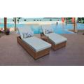 Laguna Chaise Set of 2 Outdoor Wicker Patio Furniture w/ Side Table in Spa - TK Classics Laguna-2X-St-Spa