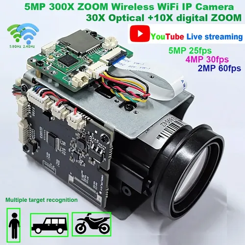 5MP Wifi YouTuBe live streaming RTMP 30X zoom ottico telecamera IP protocollo Hikvision Dahua