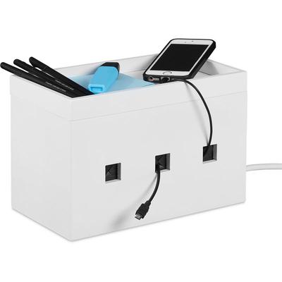Kabelbox Bambus, Steckdosenleiste & Kabel verstecken, Kabelmanagement Schreibtisch, hbt Image
