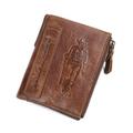 GUBINTU Men Short Wallet Genuine Leather Enterprises Fashion Wallet Crazy Horse Cowhide Double Zipper Wallet