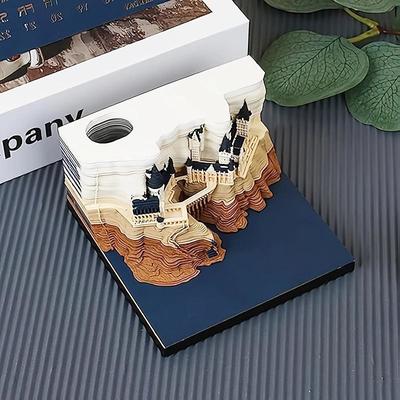 1pc 2024 Desk Calendar Memo Pad 3D Magic Castle Weekly Calendar Notepad 3D Memo Pad DIY Decoration Gift