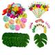 114PCS/184PCS Hawaiian Festival Party Turtle Back Leaf Hibiscus Flower Paper Straw Umbrella 24 Cake Sticks Combination Package