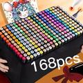 12pcs-262pcs Color Art Markers Double-ended Sketch Markers Set For Drawing Comics Design HalloweenThanksgiving And Christmas Gift