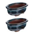 2pcs ceramic flowerpot Ceramic Planter Round Planter Pots Ceramic Bonsai Pots Garden Decorative Pot for decorative planter Blue ceramic planter