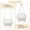 Garpans Hammock Chair Macrame Swing Bohemian Style Hammock Swing Chair with Tassels Hanging Swing Chair Handmade Knitted Cotton Rope for Indoor Outdoor Bedroom Patio Max 330 Lbs Beige