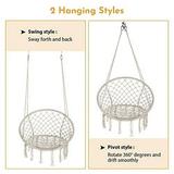 Garpans Hammock Chair Macrame Swing Bohemian Style Hammock Swing Chair with Tassels Hanging Swing Chair Handmade Knitted Cotton Rope for Indoor Outdoor Bedroom Patio Max 330 Lbs Beige
