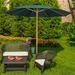 SUNNYARD 9ft Bamboo Table Umbrella Patio Outdoor Umbrella Market Round Umbrella with Pulley Lift Windproof & Waterproof 8 Ribs with Polyester Cover for Garden Deck Pool lawn Backyard (GREEN)