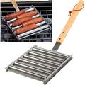 Danieerclosy Stainless Steel Hot Dog Rack Sausages Rack Grill Rack Hot Dog Barbecue Rack sausages Roller Rack