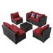 Mondawe 7 Piece Patio Outdoor Wicker Conversation Sofa Set with Cushions and Pillows