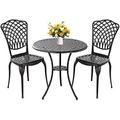 YFENGBO Patio Bistro Set 3 Piece Outdoor Bistro Set Cast Aluminum Bistro Table and Chairs Set of 2 with Umbrella Hole Rust-Resistant Garden Table and Chairs Bronze