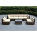 Ohana 7-Piece Outdoor Patio Furniture Sectional Conversation Set Mixed Brown Wicker with Beige Cushions - No Assembly with Free Patio Cover
