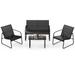 Gymax 4 PCS Furniture Set Tempered Glass Coffee Table Chair Outdoor Patio Loveseat Black