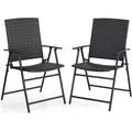 HElectQRIN Rattan Patio Dining Chairs Set of 2 Outdoor Wicker Sling Chairs Foldable Patio Dining Chairs for Garden Backyard Lawn Porch Poolside and Balcony 2 Packs