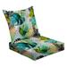 2-Piece Deep Seating Cushion Set Abstract summer geometric seamless pattern Watercolor palm monstera Outdoor Chair Solid Rectangle Patio Cushion Set