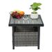 BAYUELSWU Outdoor Side Table with Umbrella Hole Wicker PE Rattan Wicker Umbrella Side Table Stand Patio Wicker Side Tables with Storage (Gray)