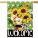 Sunflower Spring Summer Garden Flag Double Sided Floral Butterfly Welcome Yard Flag Small Burlap Vertical Seasonal Farmhouse Yard Outdoor Outside Decoration 12.5 x 18 Inch