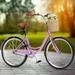 Dextrus 26 Inch Beach Cruiser Bike for Women - 1 Speed Commute Bike for Adults - Womens Bicycle with Adjustable Seat in Light Purple