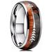 1pc Stylish and Durable Viking Wood Inlay Titanium Steel Wedding Ring for Men and Women