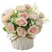 Artificial Flower with Ceramic Pot Faux Rose Fake Plant in Pot Indoor Decoration