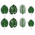 Eease 48pcs Artificial Tropical Leaves Hawaii Monstera Lifelike Palm Leaf Beach Forest Monstera DIY Home Decoration Theme Party Plants Leaf(4 Size 12pcs for Each Size)