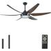 56 Inch Ceiling Fan with Light and Remote Control 3 Plastic Walnut Blades DC Quiet and Reversible Motor Modern Black Indoor/Outdoor Ceiling Fan For Living Room Bedroom Patio Farmhouse