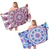 Microfiber Sand Free Beach Towel-Oversized Large Fast Dry Super Absorbent Lightweight Thin Bath Towels Blanket for Travel Pool Swimming Camping Girls Women Men Adults 2 Packs Blue Purple M