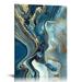 Nawypu Blue Abstract Wall Art Prints Blue and Gold Marble Painting Abstract Blue Artwork Blue and Gold Marble Canvas Wall Art Blue Abstract Posters Marble Abstract Art for Living Room