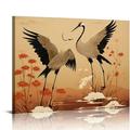 Gotuvs C8BUSIS Framed Canvas Wall Art Red Crowned Cranes Art prints Grus Japonensis Gallery Picture Japanese Art Wall Decor Contemporary Abstract Aesthetic Poster for Living Room Bedroom