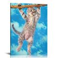 JEUXUS Hang in There Baby Retro Hang in There Cat Poster Funny Wall Posters Kitten Posters for Wall Motivational Cat Poster Funny Cat Poster Inspirational Cat Poster Stretched Canvas Art Wall