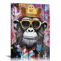 Gotuvs Smoking Gorilla with a Crown Street Art Graffiti Poster | pop art | Funny Animal Modern Graffiti Monkey Art on Canvas Oil Painting Pop Wall Art Print Picture for Living 16x20in