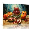 Nawypu Vintage Fruit Painting Moody Fruit Art Pomegranate Poster Farmhouse Still Life Wall Art Rustic Still Life Picture Still Life Fruit Painting Kitchen Fruit Pictures Dark Academia Wall Art