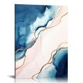 Gotuvs Pink Blue Marble Wall Art Abstract Pink Painting Navy Blue and Pink Picture Gold Foil Marble Canvas Wall Art Blue Watercolor Prints Dark Blue Artwork Abstract Marble Posters for Wall 16x20in